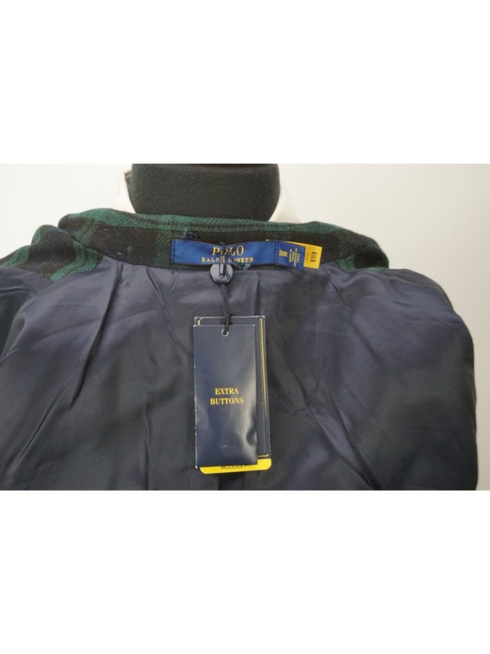 Polo Ralph Lauren Modern Fit Blackwatch Blue Green Plaid Wool Sport Coat 38R NEW - Picture 7 of 10